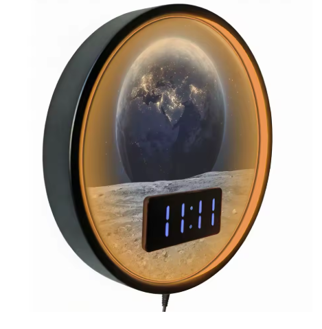 Horloge numérique murale - Vue de la Terre depuis la Lune