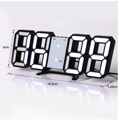 Horloge Numérique LED 3D – Affichage Blanc