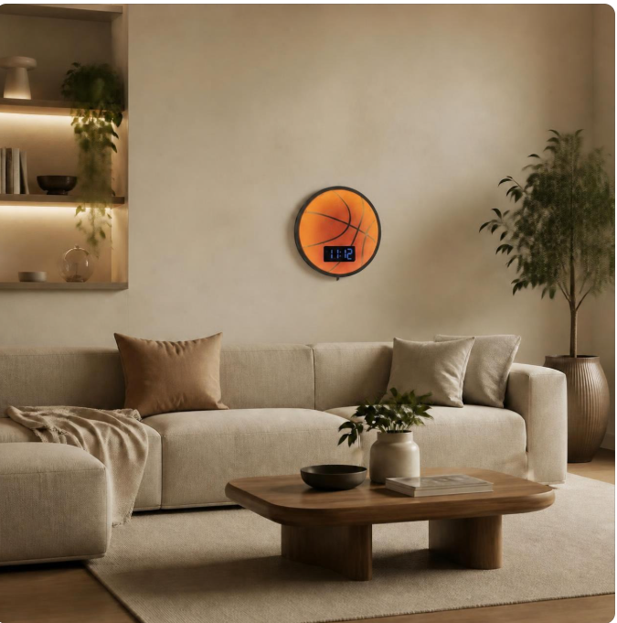 Horloge Murale Numérique LED Basketball – Design Ballon de Basket