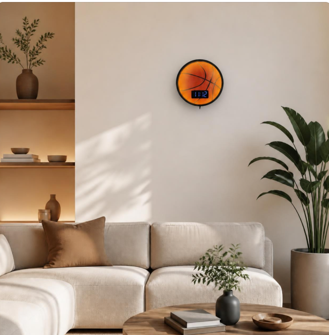 Horloge Murale Numérique LED Basketball – Design Ballon de Basket