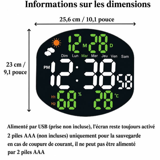 Horloge numérique multifonction –  moderne & affichage intelligent