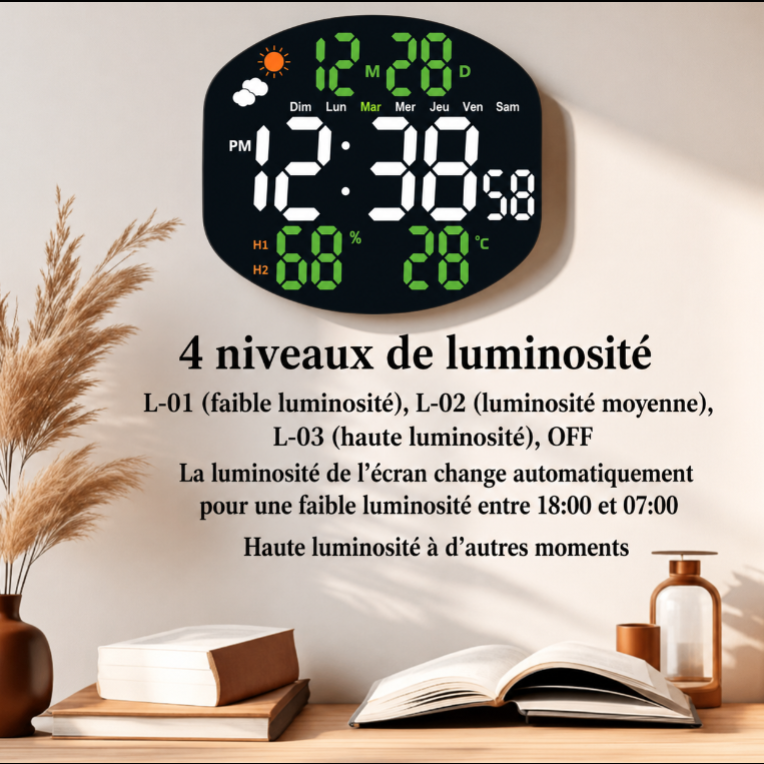 Horloge numérique multifonction –  moderne & affichage intelligent