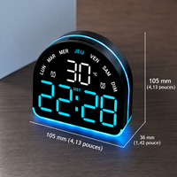 Horloge Numérique de Table LED – Design Arrondi avec Affichage Vert, Date et Température