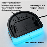 Horloge Numérique de Table LED – Design Arrondi avec Affichage Vert, Date et Température