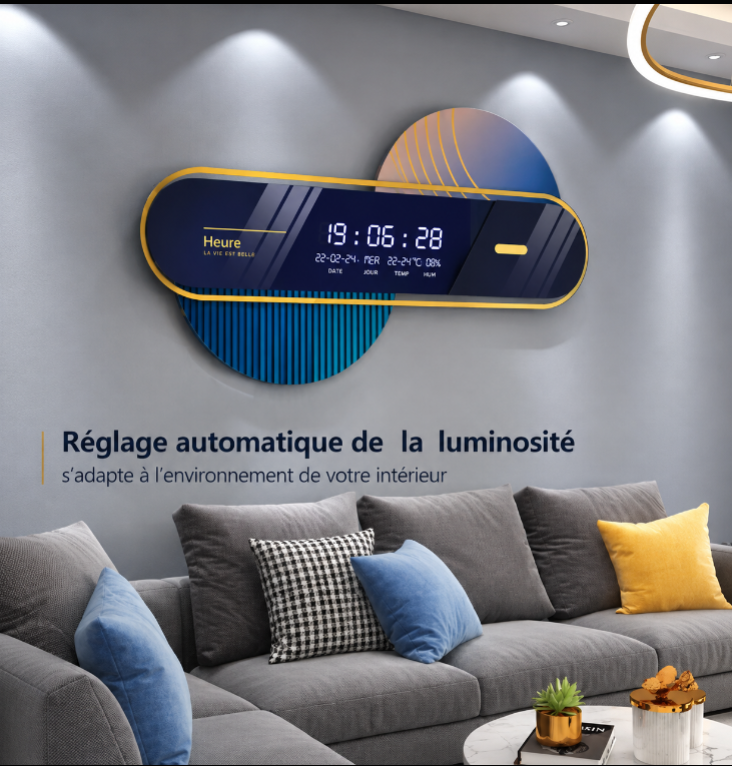 Horloge Murale Numérique LED – Luminosité Intelligente et Design Moderne