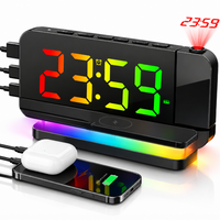 Horloge Numérique de Table LED RGB – Réveil Multifonction avec Chargeur Sans Fil et Projection