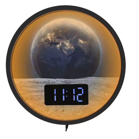 Horloge numérique murale - Vue de la Terre depuis la Lune
