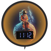 Horloge Murale Numérique LED Astronaute – Lune & Galaxie