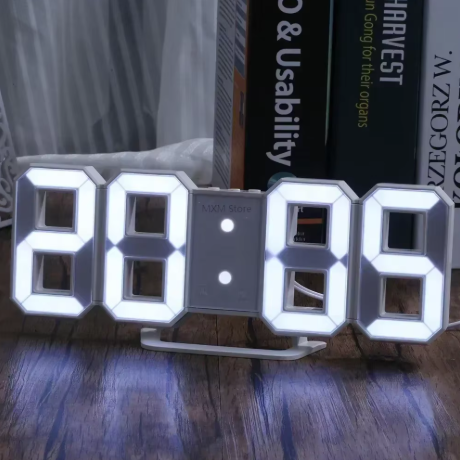 Horloge Numérique LED 3D – Affichage Blanc