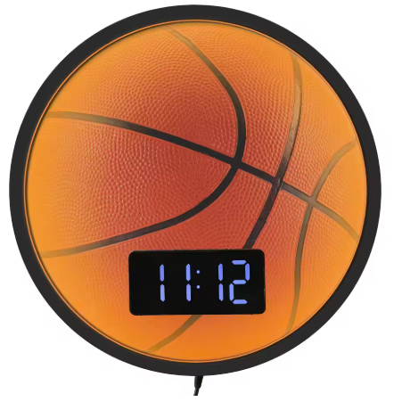 Horloge Murale Numérique LED Basketball – Design Ballon de Basket