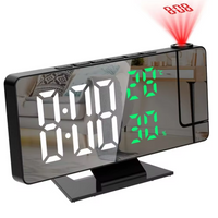 Horloge Numérique de Table LED – Écran Miroir avec Projection de l'Heure et Température